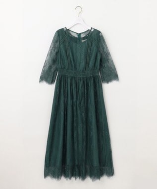 ANY SIS 【洗える】パネルレース ドレス ダークグリーン