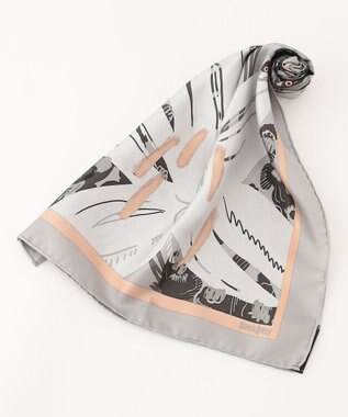 23区 manipuri ボタニックガーデン柄 スカーフ ライトグレー系5