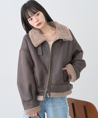 earth music&ecology フェイクムートンジャケット Brown