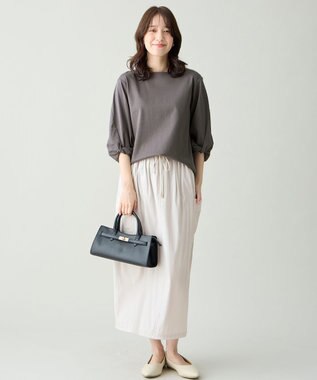 ANY 【WEB限定】シルケットスムースツイストスリーブカットソー スレート