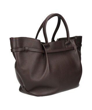 INTER-CHAUSSURES 【CHRISTIAN VILLA】シュリンクレザーハンドバッグ ダークブラウン