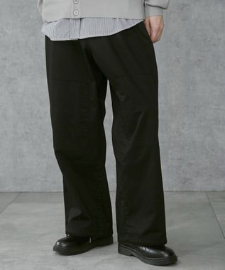 WEGO 【ウエストゴム/ユニセックス着用ITEM】サイドスリットコンバットパンツ ブラック