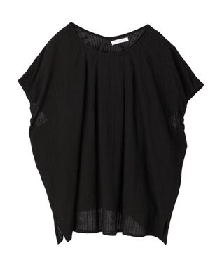 Green Parks インド綿　ＳＥＴ２点　マルチ刺繍ブラウス＋タンク Black