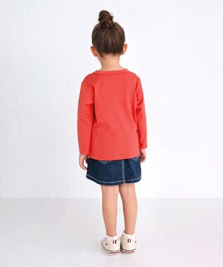 MIKI HOUSE HOT BISCUITS 【70-120cm】【Everyday Series】ワンポイント 長袖Tシャツ コーラルピンク