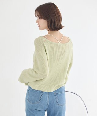 earth music&ecology 【予約】リブクロップドカーディガン ミント