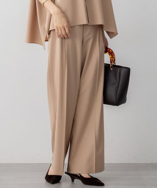 【洗える】TWマットクロス タック ワイド パンツ