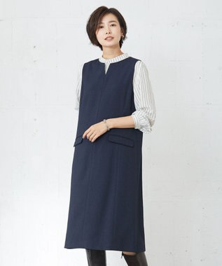 J.PRESS LADIES LANTECシャークスキン ジャンパースカート ネイビー系