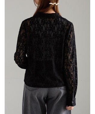 Te chichi 起毛レースシャツ ブラック