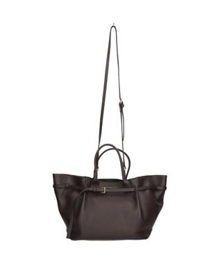 INTER-CHAUSSURES 【CHRISTIAN VILLA】シュリンクレザーハンドバッグ ダークブラウン