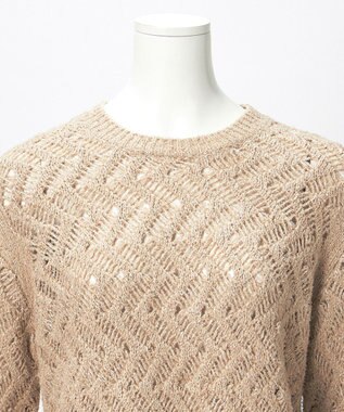 23区 【GOLD LABEL】シェニールレーススパングル クルーネック ニット モカ系