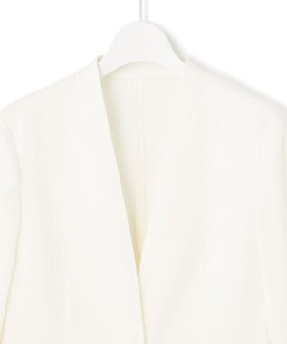 23区 【セットアップ対応/防シワ性/洗える】アイアスマットストレッチ ノーカラー ジャケット ホワイト系