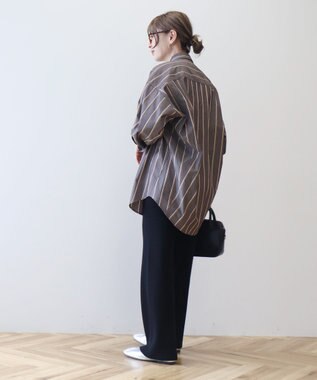 AMERICAN HOLIC ドビーストライプロングシャツ Brown