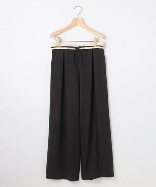 組曲 L 【加藤ローサさん着用】ラメストライプ ワイドパンツ ブラック系1