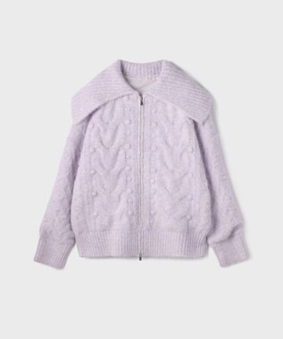 GRACE CONTINENTAL ヘアリーニットコクーンジャケット ラベンダー