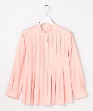 自由区 【カタログ掲載】ドレープブロードタック ブラウス ピンク×白ライン