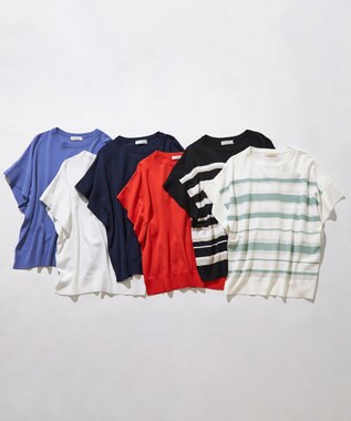 ANY SIS 【and GIRL掲載/アイスタッチ】フレンチスリーブ ニット オフベース×ミント