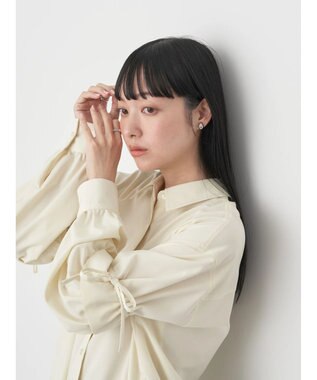 earth music&ecology ギャザースリーブシャツ Light Yellow