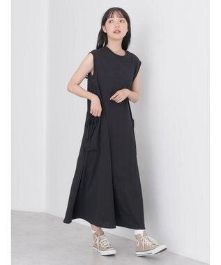 earth music&ecology ギャザーポケットノースリーブワンピース Black