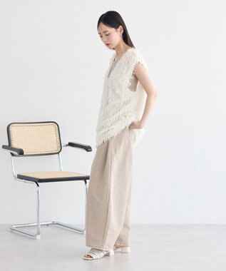earth music&ecology フェザージャガードベスト Ivory