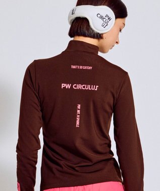 PW CIRCULUS 【裏起毛であたたか】【WOMEN】CATモチーフ  裏起毛ロングスリーブモックネックT   ゴルフウェア レディース ダークブラウン系