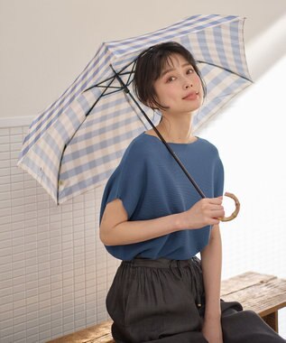 ANY 【晴雨兼用】ギンガムチェックパラソル サックス