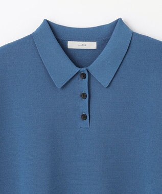 ANY ミラノリブニットポロ ブルー