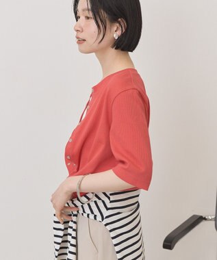 AMERICAN HOLIC 【マルチ機能】リブ半袖カーディガン Red