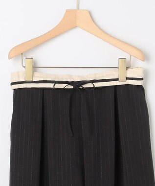 組曲 L 【加藤ローサさん着用】ラメストライプ ワイドパンツ ブラック系1