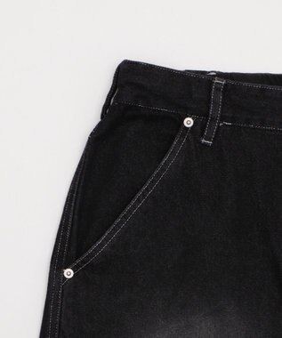 WEGO 【ユニセックス着用ITEM】ダブルニーロゴデニムショーツ デニムブラック