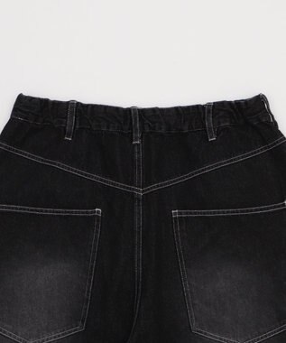 WEGO 【ユニセックス着用ITEM】ダブルニーロゴデニムショーツ デニムブラック