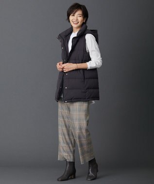 J.PRESS LADIES 【洗える】PL/Visストレッチチェック セミワイド パンツ グレー系3