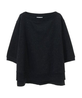 Green Parks ボートネックラメミニ裏毛プルオーバー Black