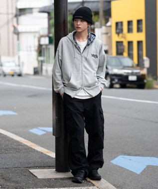 WEGO 【ユニセックス着用ITEM/MLサイズ展開】チェックZIPパーカー 杢グレー