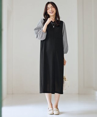 ANY L シャツコンビワンピース ブラック