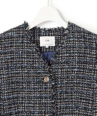 23区 【先行予約】GIOLICAツイード フォルム ジレ ネイビーミックス