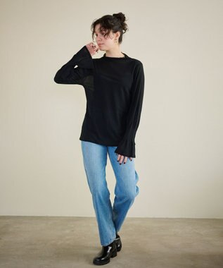 #Newans 【洗濯機可能】フレアカフスシアープルオーバー ブラック