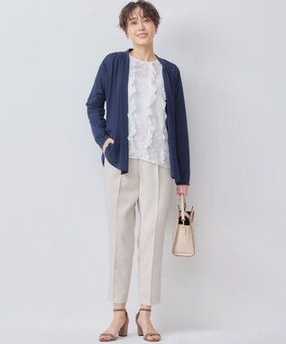 組曲 L 【冷房対策】パウダリージョーゼットカーディガン ネイビー系