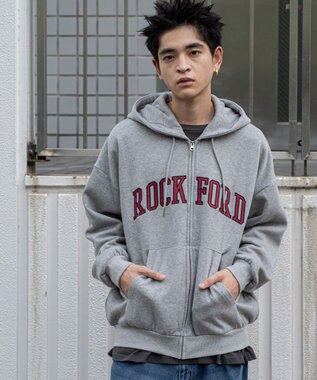 WEGO ワッペンロゴジップパーカー 杢グレー