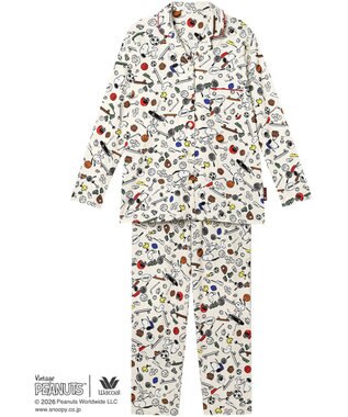 WACOAL PEANUTS パジャマ 長袖 長ズボン 綿100%(本体) スヌーピー レディース FDX562 /ワコール
