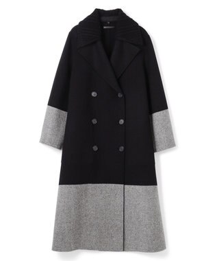 JOSEPH ダブルフェイスカラーブロック　ダブルブレステッドコート Black/grey