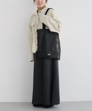 CRAFT STANDARD BOUTIQUE akha.ストライプメッシュトートバッグ Black