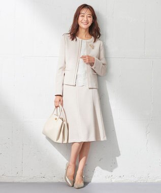 ANY SIS 【セットアップ対応】リップルボーダー フレア スカート シャンブレーベージュ