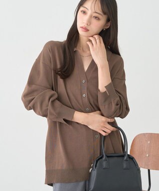 earth music&ecology 袖口スリットスキッパーカーディガン Brown