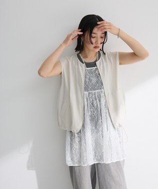 Green Parks シアーZIPベスト Ecru