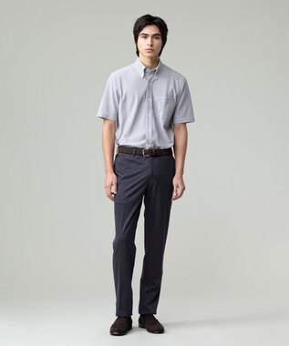 J.PRESS MEN 酷暑の清潔感もこれ一枚で【吸水速乾 / 抗菌防臭 / 防シワ】【J.PRESS OXFORD JERSEY】カノコインレイマイクロストライプ 半袖シャツ / B.D. グレー系1