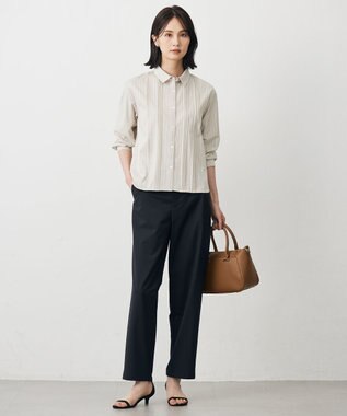 J.PRESS LADIES L SOFTシャンブレー テーパード パンツ ブラック系