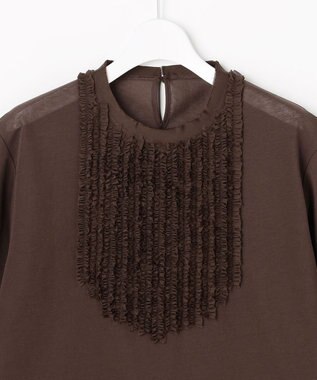 自由区 S シアーフリルジャージー カットソー ダークブラウン