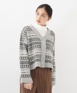 OP／FILA 【OP】ジャガードニットカーディガン ブラック