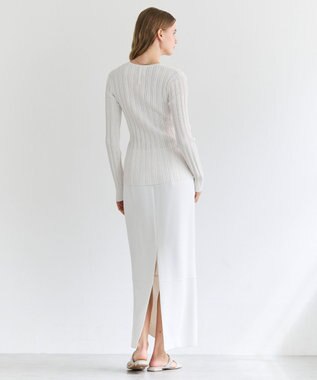 BEIGE， LABRADO / ランダムリブ Uネックニット Ecru