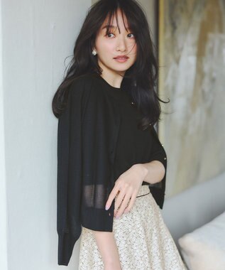  【洗える】シアークルー カーディガン